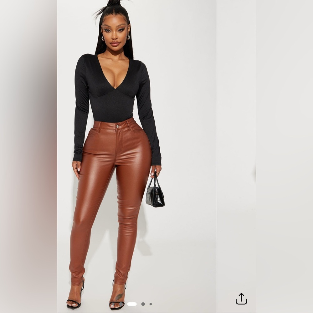 Double Dare Faux Leather Pants - Camel